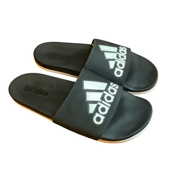 adidas Men's Essentials Comfort Slides Black/White CG3427 Size 10 - Picture 2 of 5